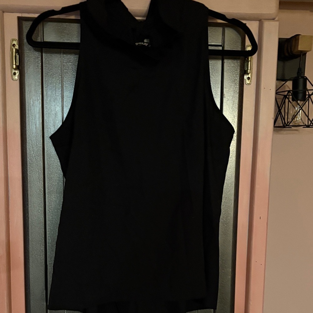 Mock Neck Black Sleeveless Tank Top